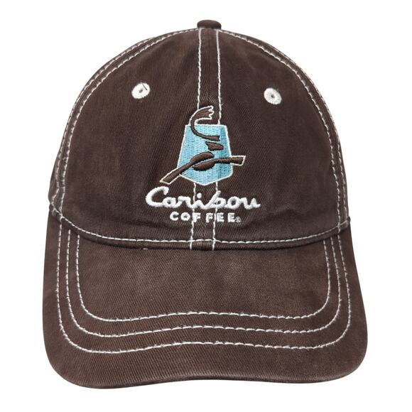 Caribou Coffee Slideback Baseball Cap Brown OS Adjustable Embroidered District - Picture 1 of 10